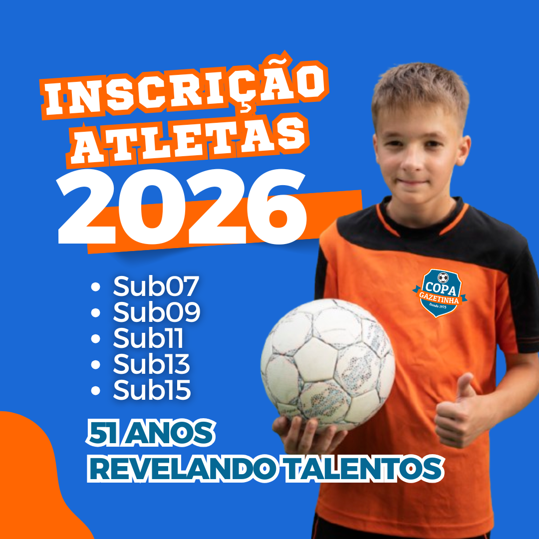 BANNER INSCRIÇÃO DE ATLETAS Inscrição Atletas Gazetinha 2026 - Imagem 1